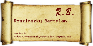 Roszinszky Bertalan névjegykártya